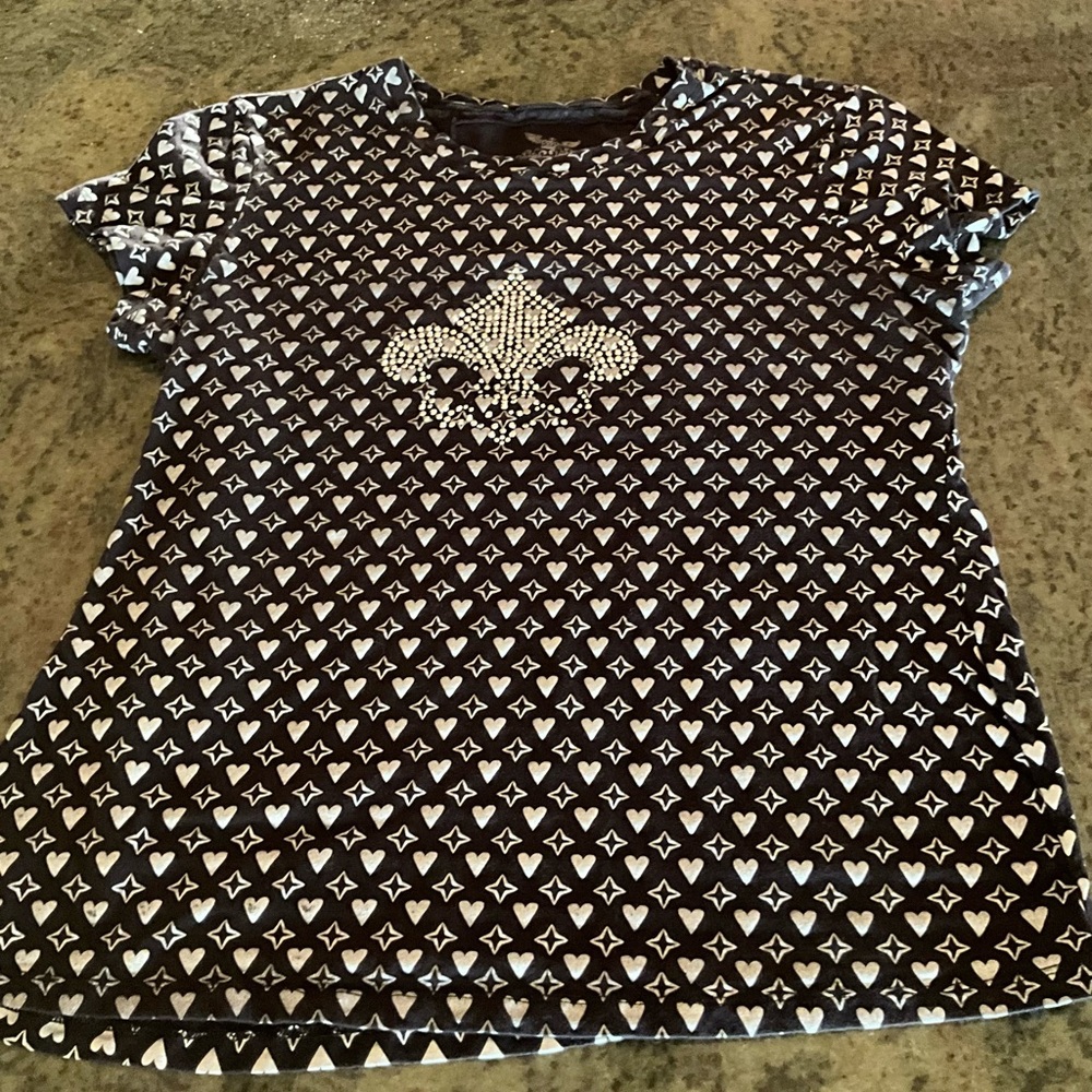Veracity Dimensional Fleur De Lis Cotton Tee Shirt S/S